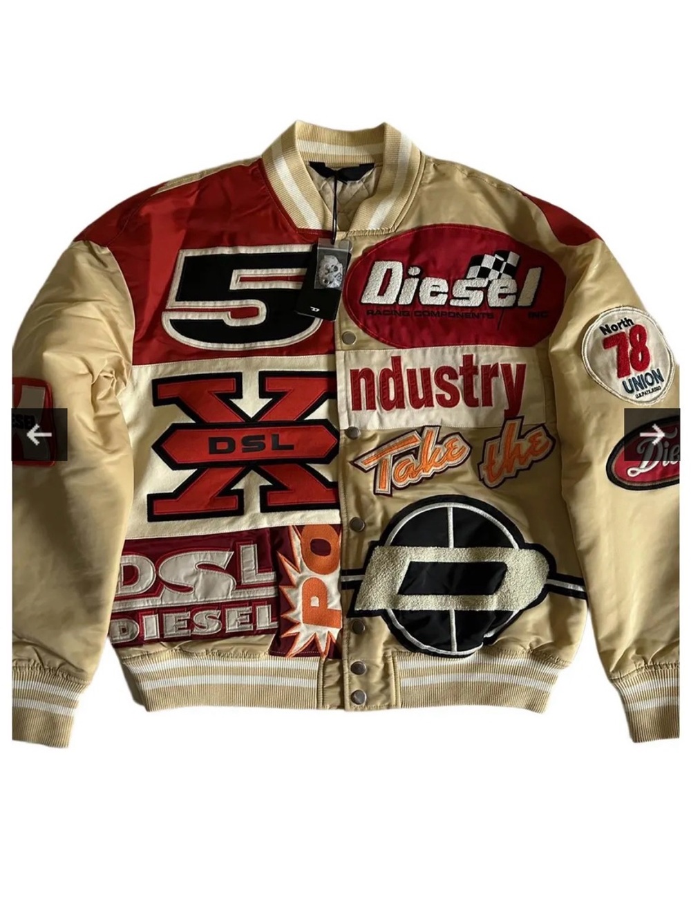 Diesel Cream and Red Racing Patch Jacket